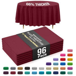 Premium Round Burgundy Plastic Table Covers | 96 Count