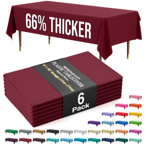 Premium Burgundy Plastic Table Covers | 6 Pack