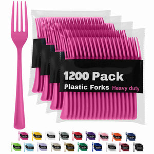 Heavy Duty Cerise Plastic Forks | 1200 Count