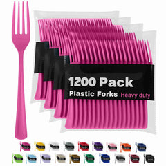 Heavy Duty Cerise Plastic Forks | 1200 Count