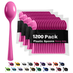 Heavy Duty Cerise Plastic Spoons | 1200 Count