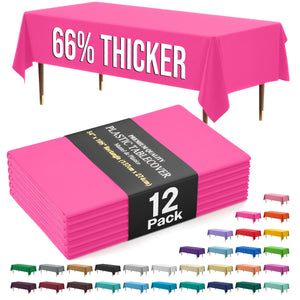 Premium Cerise Plastic Table Covers | 12 Pack