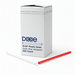 Dixie® 10.25 In. Wrapped Plastic Straws, Red Giant, 1200 count, 4 Boxes / 300 Count Per Box