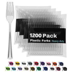 Heavy Duty Clear Plastic Forks | 1200 Count