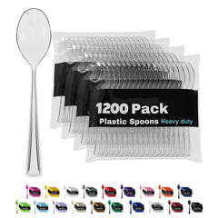 Heavy Duty Clear Plastic Spoons | 1200 Count