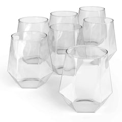 12 Oz. Clear Stemless Diamond Wine Tumblers | 48 Count