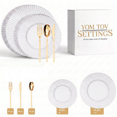 Crystal Gemstone Deluxe Set | Plates & Gold Cutlery | Serves 40