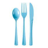 Light Blue Cutlery Combo Set - 50 Forks 50 Spoons And 50 Knives