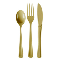 Gold Cutlery Combo Set - 50 Forks 50 Spoons And 50 Knives