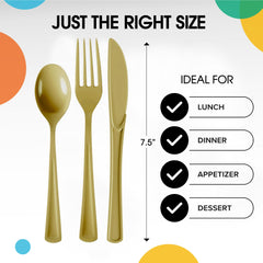 Gold Cutlery Combo Set - 50 Forks 50 Spoons And 50 Knives