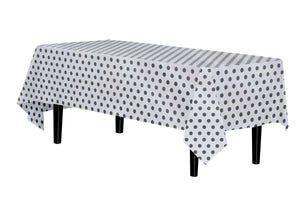 Black Polka Dot Printed Plastic Table Covers | 48 Count