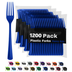 Heavy Duty Dark Blue Plastic Forks | 1200 Count