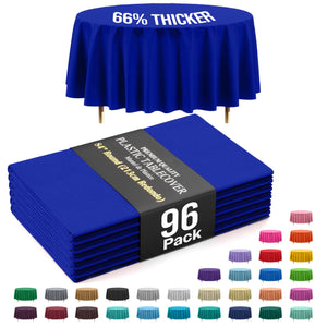 Premium Round Dark Blue Plastic Table Covers | 96 Count