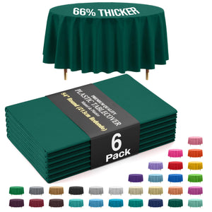 Premium Round Dark Green Plastic Table Covers | 6 Pack