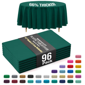 Premium Round Dark Green Plastic Table Covers | 96 Count