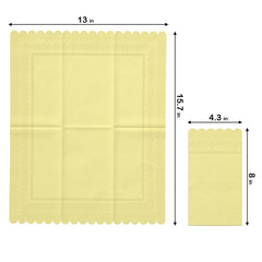 3 Ply Buttercup Yellow Scalloped Dinner Napkins | 800 Count