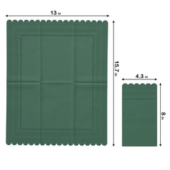 3 Ply Cypress Green Scalloped Dinner Napkins | 100 Count