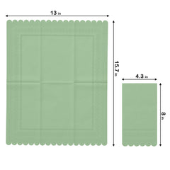 3 Ply Pistachio Green Scalloped Dinner Napkins | 800 Count
