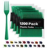 Heavy Duty Emerald Green Plastic Forks | 1200 Count