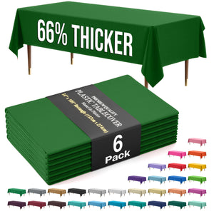 Premium Emerald Green Plastic Table Covers | 6 Pack