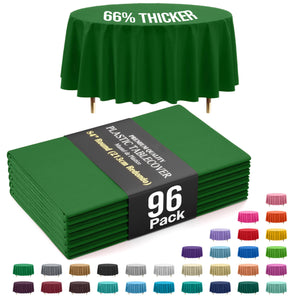 Premium Round Emerald Green Plastic Table Covers | 96 Count