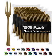 Heavy Duty Gold Plastic Forks | 1200 Count