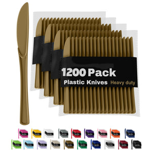 Heavy Duty Gold Plastic Knives | 1200 Count