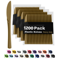 Heavy Duty Gold Plastic Knives | 1200 Count