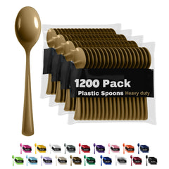 Heavy Duty Gold Plastic Spoons | 1200 Count