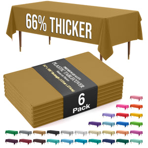 Premium Gold Plastic Table Covers | 6 Pack