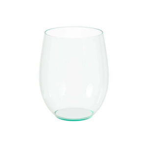 16 Oz. Stemless Plastic Wine Cups 6 Count | Green Tint