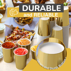 12 Oz. Metallic Gold Paper Cups | 100 Count