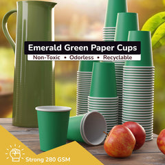 12 Oz. Emerald Green Paper Cups | 100 Count