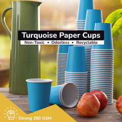 12 Oz. Turquoise Paper Cups | 100 Count