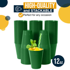 12 Oz. | Emerald Green Plastic Cups | 600 Count