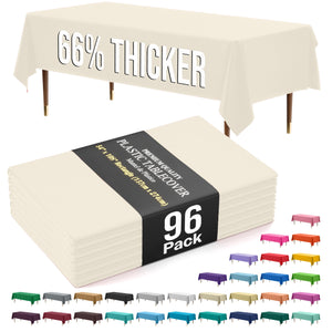 Premium Ivory Plastic Table Covers | 96 Count