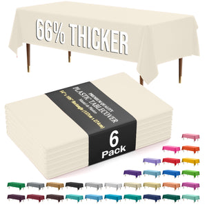 Premium Ivory Plastic Table Covers | 6 Pack