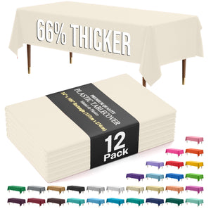 Premium Ivory Plastic Table Covers | 12 Count