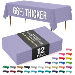 Premium Lavender Plastic Table Covers | 12 Pack