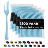 Heavy Duty Light Blue Plastic Forks | 1200 Count
