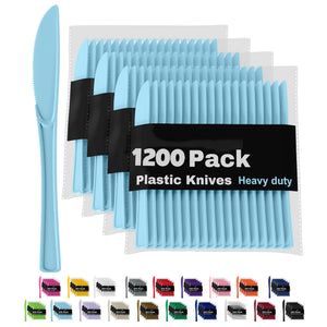 Heavy Duty Light Blue Plastic Knives | 1200 Count