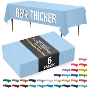 Premium Light Blue Plastic Table Covers | 6 Pack
