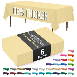 Premium Light Yellow Plastic Table Covers | 6 Pack