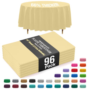 Premium Round Light Yellow Plastic Table Covers | 96 Count