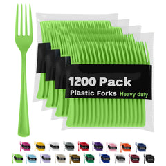 Heavy Duty Lime Green Plastic Forks | 1200 Count