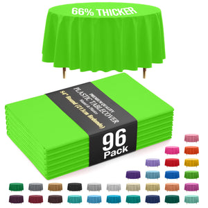 Premium Round Lime Green Plastic Table Covers | 96 Count