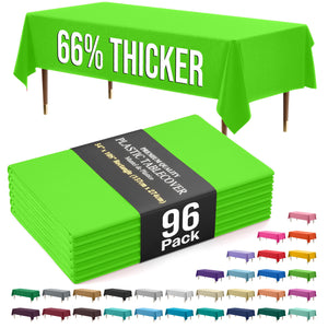 Premium Lime Green Plastic Table Covers | 96 Count