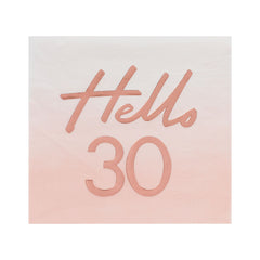 Blush Rose Gold Hello 30 Milestone Napkins, 6.5-in, 16-ct - Pack of 2
