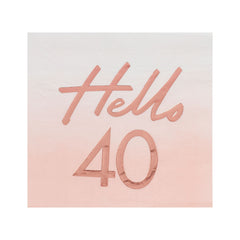 Blush Rose Gold Hello 40 Milestone Napkins, 6.5-in, 16-ct - Pack of 5
