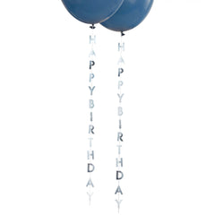 Silver Happy Birthday Hanging Balloon Decorations - Set of 5 - Pack of 10